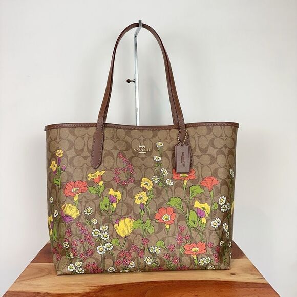 NWT Coach City Tote Bag and Double zip wallet With Floral Print - Picture 2 of 16